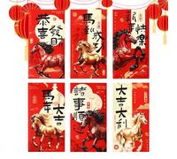 Red Envelopes for Chinese New Year, 6 Pieces Party for Pockets and Occasions, 2026 Year of the Horse Chinese New Year, Family Reunion, Christmas, Holiday, Birthday, Ma