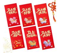 Red Envelopes for Lunar New Year - 6 Pieces Horse Design Door Package | Red Envelopes for Chinese New Year 2026 - for Voucher, Spring Party, Wedding, Holiday and Birthday