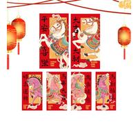 Red Envelopes For Money - 6 Pieces Horse Pattern Paper | Chinese Red Envelopes Money Holders | For Christmas Family Friends And Parties