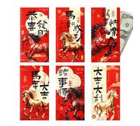 Red Envelopes for Silver, 6 Pieces Holiday Gift - Silver Envelopes for Year of the Horse 2026 - for Party, Wedding, Celebration, Family Meeting, Chinese New Year, Holiday, Christmas, Birthday