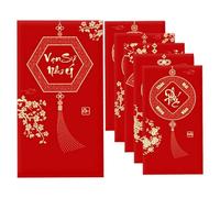 Red Envelopes | Traditional Vietnamese Decoration 6pcs - Chinese Red Envelopes For Money - For Girlfriend Men Women Boys Girls Teens Son Daughter Family