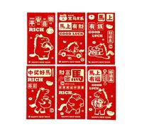 Red Envelopes Year of The Horse,6-Pieces Festive Good Luck Money Packets - 2026 Year of The Horse Red Packets - for Family Friends Relatives Coworkers Neighbors Grandparents Parents Children Youth