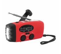 (Red-European version ) 2in1 Portable Wind Up Solar USB Rechargeable Hand Crank AM FM Radio Light Torch