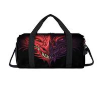 Red Evil Dragon Sport Duffel Bag with Shoes Compartment Dragon Overnight Weekender Bags Travel Gym Luggage Organizer for Women Men Kids Girls Boys