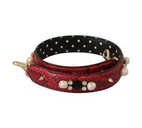 Red Exotic Leather Crystals Bag Shoulder Strap - female - Dolce & Gabbana - Bag Accessories - Red - ONE SIZE - Bags ONE SIZE