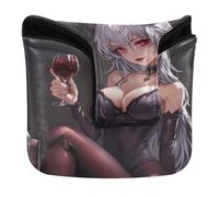 Red Eye Demon Evil Anime Golf Putter Mallet Head Cover Magnetic Closure Putter Headcovers for Men and Women Waterproof PU Leather