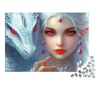 Red Eye Dragon Pair 1000 Pieces Jigsaw Puzzles White Dragon Queen Sturdy Cardboard Gift for Friends Framed Artwork 70x50cm/1000pcs