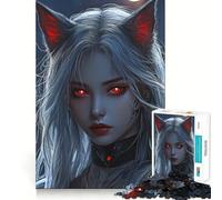 Red-Eyed Anime Girl Jigsaw Puzzles for Adults1000 Pieces Improve Memory Relax Mind Sharp Edge Art Collection Piece (38x26cm)