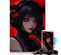 Red-Eyed Anime Girl Jigsaw Puzzles for Adults1000 Pieces Improve Memory Relax Mind Sharp Edge Art Collection Piece (38x26cm)