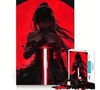Red-Eyed Anime Warrior 1000 Piece Jigsaws for Teenagers Puzzle Smart Game Group Play Image Assembly Wall Art Decor (38x52cm)