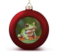Red-Eyed Frog Christmas Ball Ornaments 1PCS Shatterproof Christmas Tree Decorations Red Xmas Hanging Balls for Tree Decor, Holiday Wedding Party Decorative Pendants