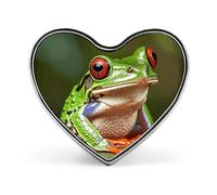 red eyed frog Fashion Brooch Pin - Toucans Parrot Palm Tree Leaves 1 Inch Cute Enamel Heart Badges, Metal Lapel Pins for Men & Women, Decorative Metal Pinback for Hats, Shirts, Bags, Jackets & Accesso