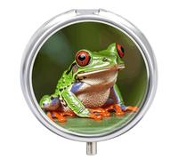 Red Eyed Frog Pill Box Cute Medicine Organizer Travel Pillbox Waterproof Portable Pill Container Holder to Hold Vitamins Medication Fish Oil and Supplements
