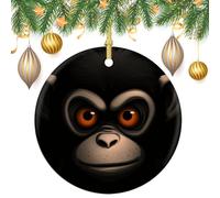 Red Eyed Monkey Ceramic Christmas Ornaments 3 Inch Vintage Hanging Baubles with Gold String for Xmas Tree Decorations Holiday Party Yard Garden Home Decor Festive Keepsake Gift Exchange