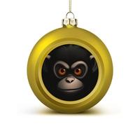 Red Eyed Monkey Christmas Tree Ornaments 1.6 Inch Shatterproof Pc Plastic Balls with Lanyard Baubles Hanging Christmas Ball Ornaments for Xmas Tree Holiday Party Wedding Home Decorations-Golden