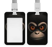 Red Eyed Monkey Id Badge Holder with Lanyard, Clear Vertical Card Protector Waterproof, Breakaway Safety Neck Strap, Heavy Duty Name Tag Holder for Nurse Teacher Officer Staff Women Men