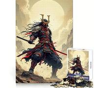 Red-Eyed Samurai Warrior Jigsaw Puzzles 1000 Pieces for Adults Memory Gain Anxiety Relief Design Assembly Artistic Gift (38x52cm)