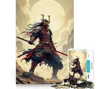 Red-Eyed Samurai Warrior Jigsaw Puzzles 1000 Pieces for Adults Memory Gain Anxiety Relief Design Assembly Artistic Gift (38x52cm)