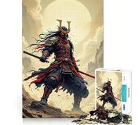 Red-Eyed Samurai Warrior Jigsaw Puzzles 1000 Pieces for Adults Strengthen Memory Group Joy Clean Edge Stylish Gift (38x26cm)