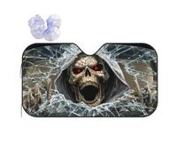Red-Eyed Skull Smashing The Car Window Windshield Sun Shade, Family Funny Windshield Sun Shade For Car Suv Truck, Protector Blocks Uv, (51" X 27.5"Inch,Upgrade Hardened)