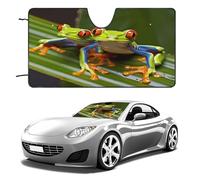 Red Eyed Tree Frog Car Windshield Sun Shade - Reflector Sunshade Offers Ultimate Protection for Car Interior, Cool Reflective Sun Blocker Fits Small Sedans, Mini SUVs 55"x30"
