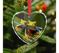 Red Eyed Tree Frog Christmas Ornaments - Heart Christmas Tree Decorations with Red String, Winter Holiday Keepsake Pendant for Fireplace, Mantel, Wreath Holiday Party Decor (3.1 Inch)