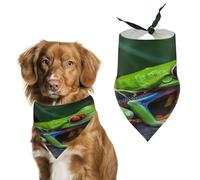 Red Eyed Tree Frog Dog Bandanas Cute Soft Cotton Puppy Scarves Washable Daily Summer Durable Triangle Reversible Bibs Suitable for Small Medium Large Dogs and Cats