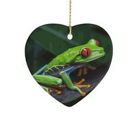 Red Eyed Tree Frog Heart Ornament Precious Heart-Shaped Pendant Idea Ceramic Ornaments with Gold String Personalized Heart Shaped Decoration for Outdoor Party Love