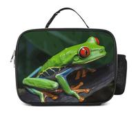 Red Eyed Tree Frog Insulated Lunch Bag for Women/Men Reusable Lunch Box for Office Work Picnic Beach - Leakproof Cooler Fashion Tote Bag with Handle Freezable Lunchbox