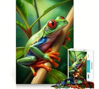 Red-Eyed Tree Frog on Branch 1000 Piece Jigsaw Puzzles for Teenagers Jigsaw Wise Think Toy Relax Time Clear Cut Festival Gift (50x75cm)