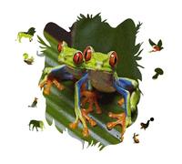 Red Eyed Tree Frog Personalized Jigsaw Puzzles, 141 Pcs Wooden Jigsaw Puzzle Tiger Head Shape Puzzle Gift