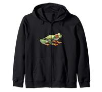 Red Eyed Tree Frog Rainforest Amphibian Green Body Tree Frog Zip Hoodie