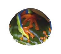 Red eyed Tree Frog Shower Cap for Women Men, Elastic and Reusable, Stylish Large Waterproof Shower Bonnet, Washable Hair Bath Caps, Double Layers Bathing Hat for Long Hair, Braids