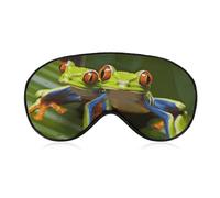 Red Eyed Tree Frog Travel Eye Mask Blackout Eye Mask for Sleeping Airplane Eyemask with Adjustable Strap Sleep Masks for Women Men Soft Night Blindfold Eyemask