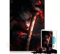 Red-Eyed Warrior Woman Jigsaw Puzzles 1000 Pieces for Adults Boost Memory Peaceful Fun Premium Cut Memorable Gift (38x52cm)
