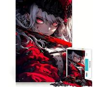 Red Eyes Anime Girl Jigsaw Puzzles for Adults1000 Piece Brain Teaser Home Leisure Image Assembly Birthday Gift (38x52cm)