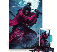 Red Eyes Samurai Warrior Jigsaw Puzzles for Adults 1000 Piece Smart Game Relaxing Fun Pattern Assembly Cherished Gift (50x75cm)