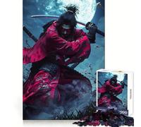 Red Eyes Samurai Warrior Jigsaw Puzzles for Adults 1000 Piece Smart Game Relaxing Fun Pattern Assembly Cherished Gift (50x75cm)