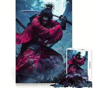 Red Eyes Samurai Warrior Jigsaw Puzzles for Adults1000 Pieces Memory Gain Stress Relief Design Assembly Memorable Gift (38x52cm)
