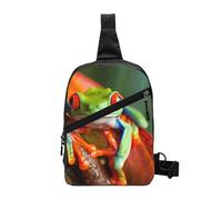Red Eyes Tree Frog Printed Chest Bag Shoulder Sling Bag for Men Women, Foldable Outdoor Crossbody Chest Packs Sport Daypacks