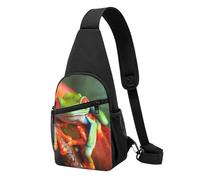 Red Eyes Tree Frog Printed Chest Bag Sling Bag for Men Women, Outdoor Crossbody Fanny Packs Hiking Chest Packs Sport Daypacks