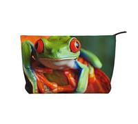 Red Eyes Tree Frog Printed Makeup Bag Corduroy Travel Cosmetic Bags Cosmetic Case Toiletry Bag Organizer for Women Mom Girls