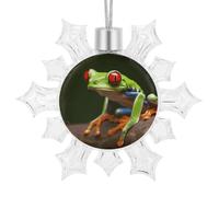Red Eyes Tree Frogs Christmas Ornaments Exquisite Hanging Snowflake Decorations Large Snowflake Ornament for Christmas Tree for Christmas & New Year Party Decor
