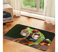 Red Eyes Tree Frogs Pet Feeding Mat 40x60cm, Absorbent Dog Mat for Food and Water Bowl, PU Leather Cat Food Mat Waterproof Dog Bowl Mats Quick Dry Pet Placemats-No Stains