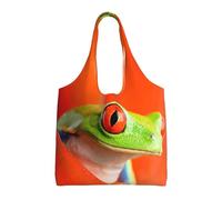 Red Eyes Tree Frogs Print Canvas Tote Bags for Women Reusable Grocery Bag Large Gym Canvas Cloth Pouchportable Shopping Handbag