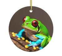 Red Eyes Tree Frogs Print Christmas Tree Ceramic Hanging,Holiday Decor For New Year Home Decor Keepsake