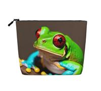 Red Eyes Tree Frogs Print Cute Waterproof Makeup Bag for Women Zipper Travel Toiletry Pouch