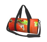 Red Eyes Tree Frogs Print Round Duffel Bag, Canvas Overnight Travel Tote Bag, Waterproof and Tear-Resistant.Foldable Weekend Travel Bag