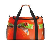 Red Eyes Tree Frogs Print Weekender Bag,Gym Bag with,Carry On Luggage Overnight Weekend Bag, Holdall Handbag & Shoulder Bag for Travel Fitness