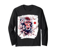 Red-Faced Macaques T Japan Cherry Blossoms Japanese Macaques Long Sleeve T-Shirt